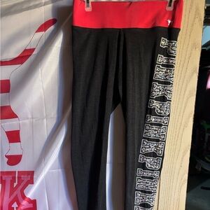 VS PINK YOGA LEGGINGS WITH BEAUTIFUL IRIDESCENT SEQUINS & BEADS!!!!